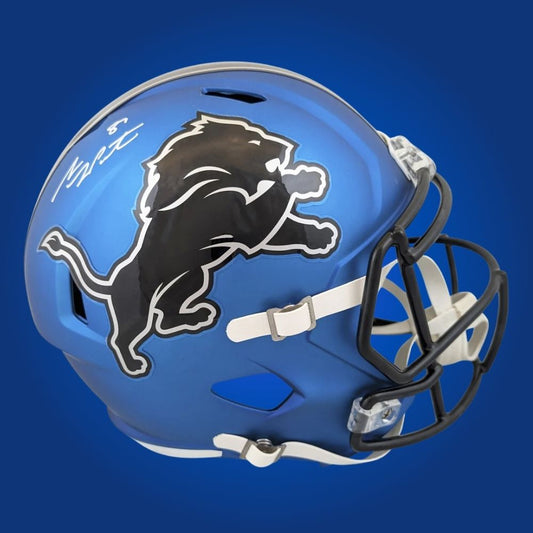 Sam LaPorta Signed Detroit Lions Blue Alt  Replica Helmet