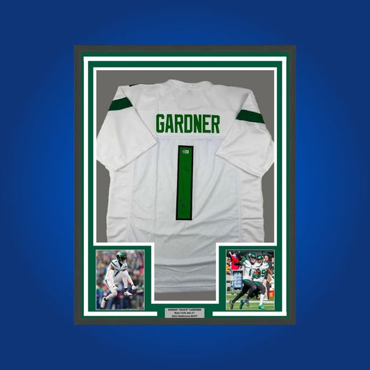 Sauce Gardener Signed Full Framed Custom New York Jets Jersey