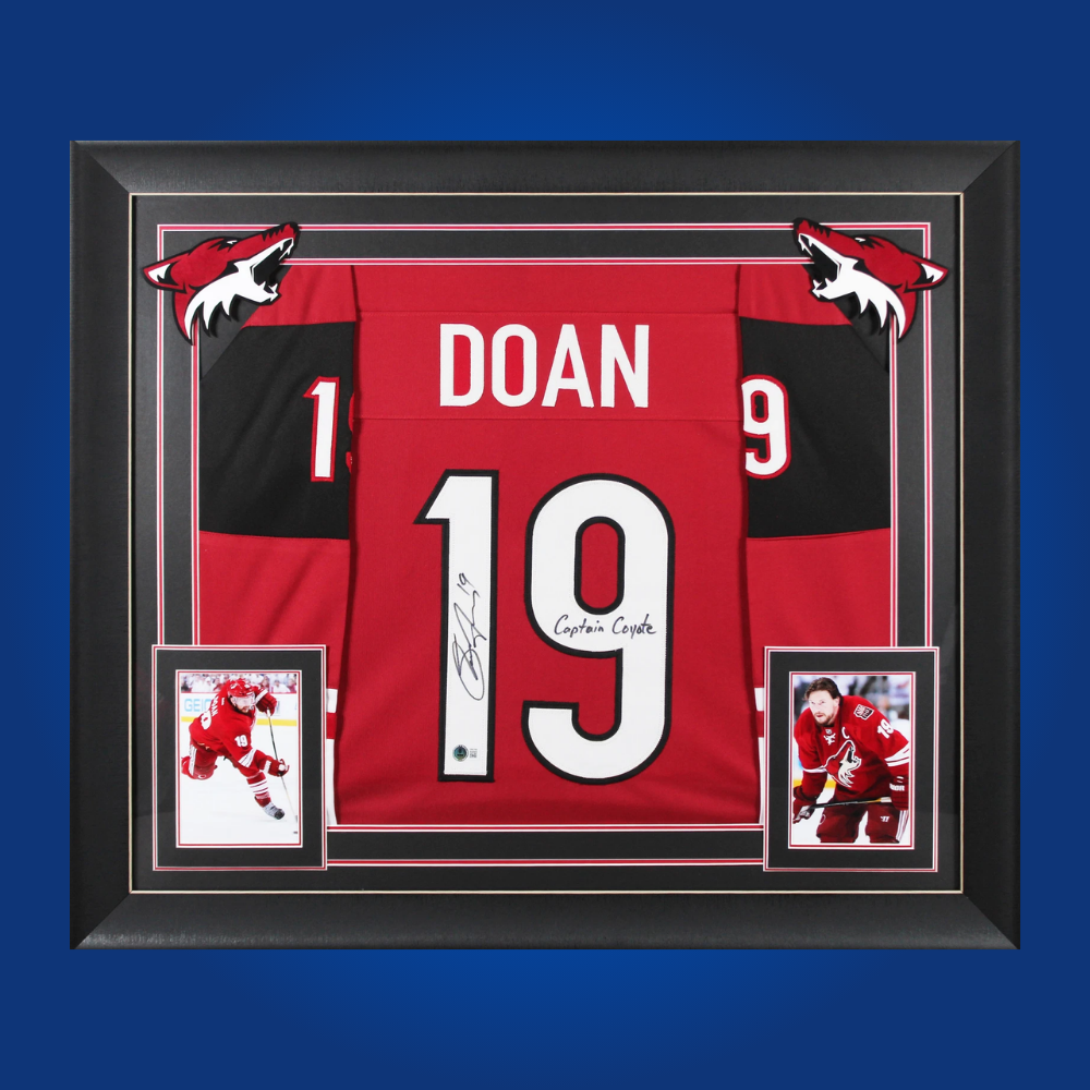 Display your Arizona Coyotes pride with this full framed custom jersey personally autographed by Shane Doan. An ideal collectible for Coyotes enthusiasts and fans of the legendary captain.
