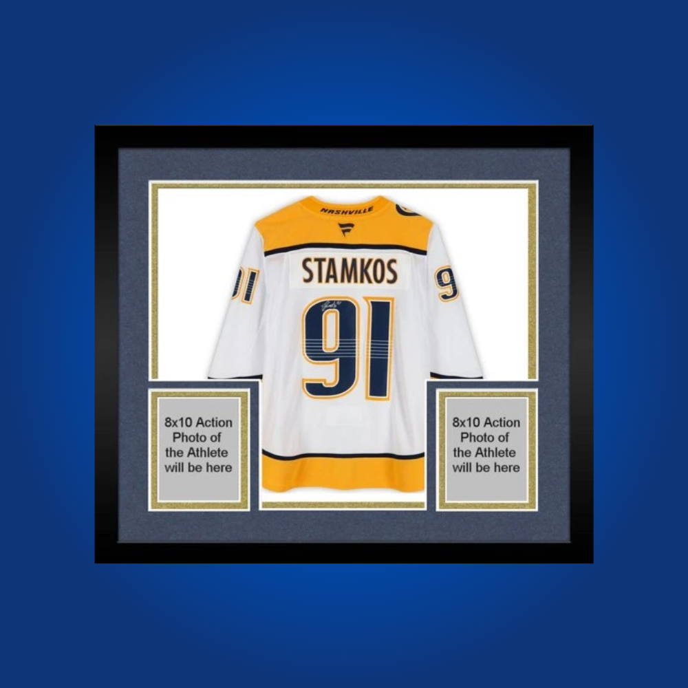 Steven Stamkos’ signed full framed Nashville Predators white jersey is a unique and rare collectible, showcasing the superstar’s illustrious career with a special team twist.
