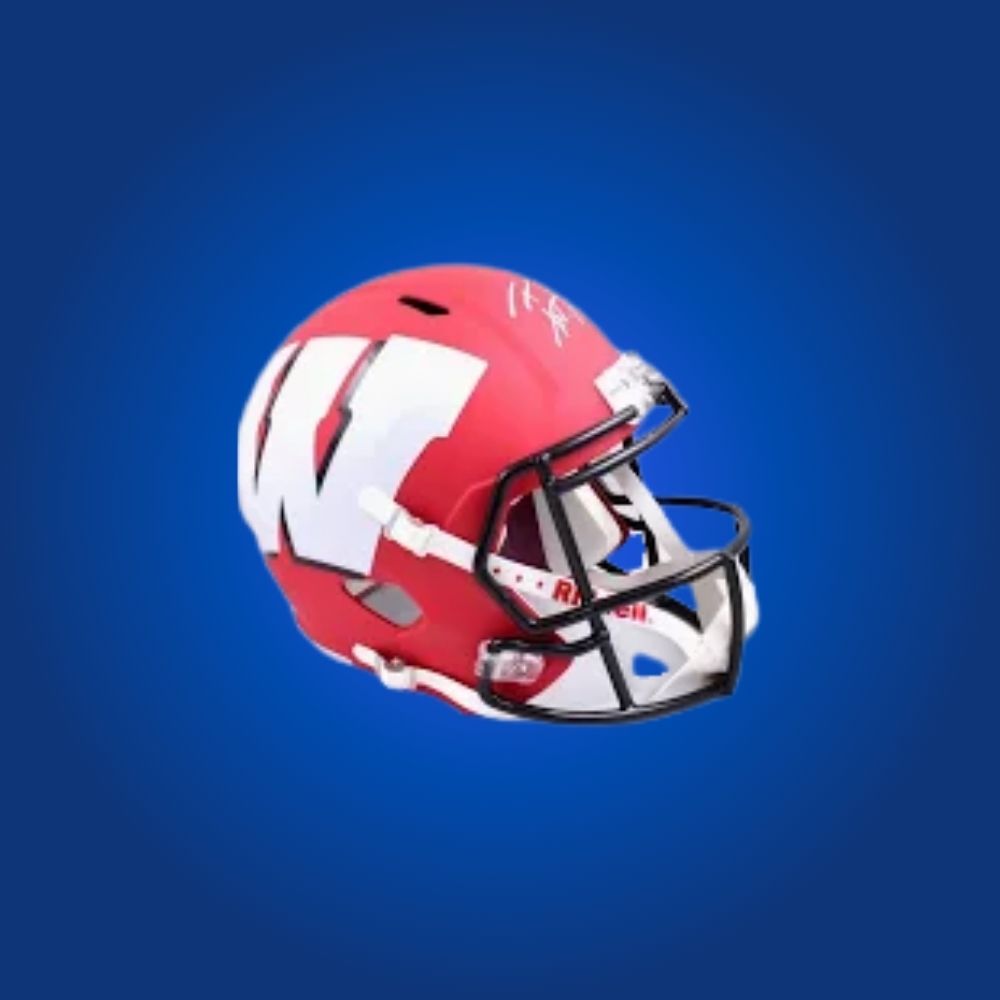 TJ Watt signed Wisconsin Badgers mini helmet—outstanding collectible for Wisconsin supporters and Watt memorabilia collectors.