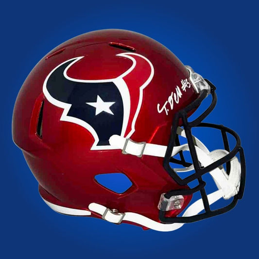 Tank Dell, signed Houston Texans red speed replica helmet