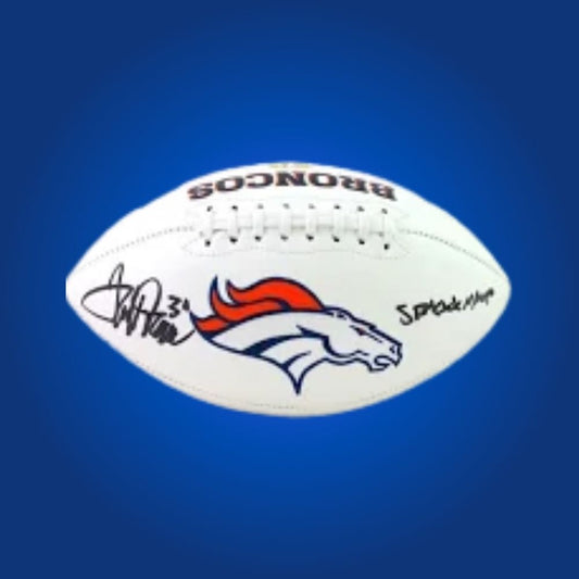 Terrell Davis signed Denver Broncos logo football, a must-have for dedicated Broncos supporters, certified authentic for lasting value.