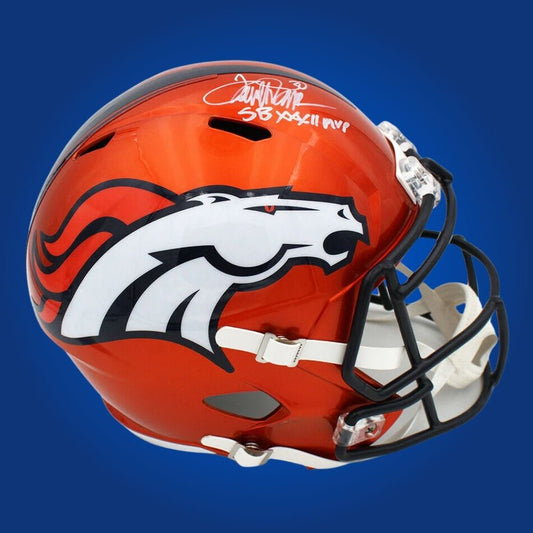Terrell Davis  Signed Denver Broncos F/S Orange Flash Speed Replica Helmet