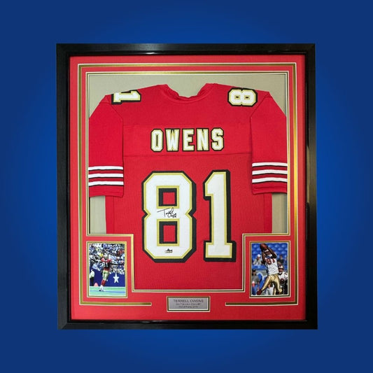 Terrell Owens  Signed Full Framed Custom San Francisco 49ers Jersey