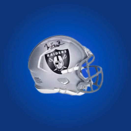 Las Vegas Raiders Silver Speed Mini Helmet signed by Tim Brown, Certificate of Authenticity included