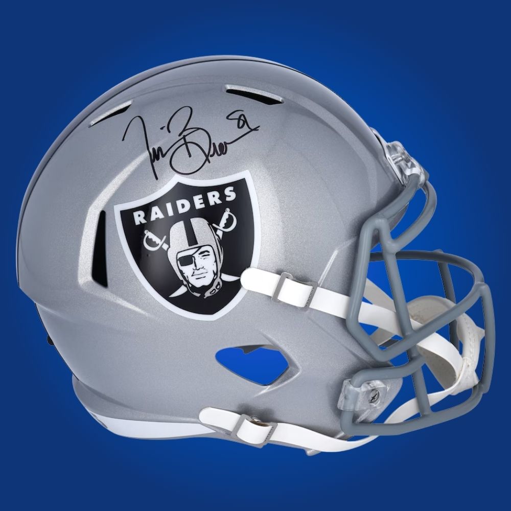 Tim Brown Signed Las Vegas Raiders Silver Speed Replica Helmet