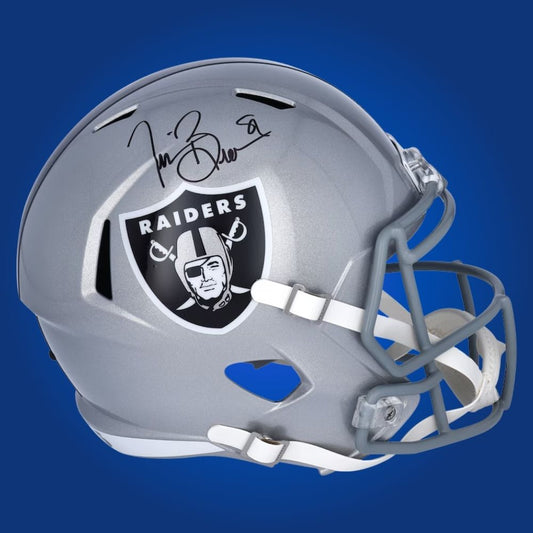 Tim Brown Signed Las Vegas Raiders Silver Speed Replica Helmet