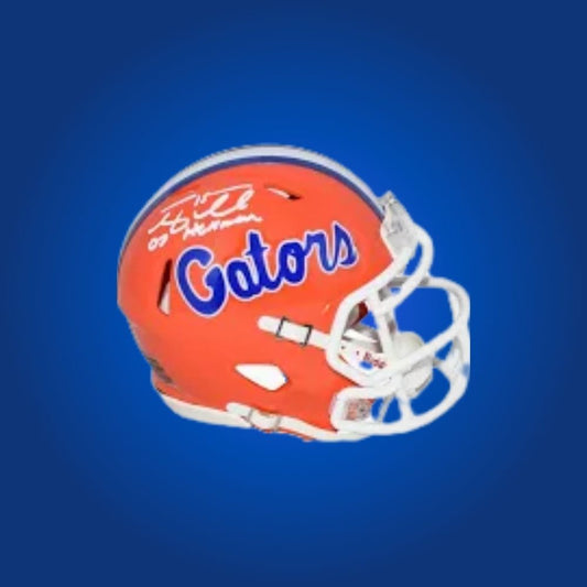 Tim Tebow signed Florida Gators mini helmet, prized memorabilia for Gators fans and collectors of college football autographs.