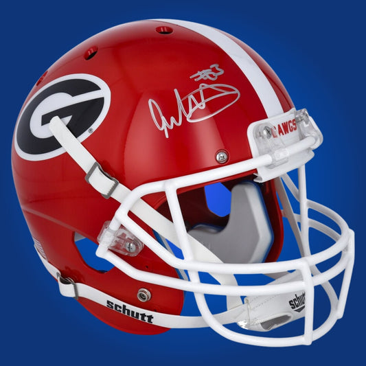Autographed Georgia Bulldogs full size replica helmet signed by Todd Gurley, shown on a white background. SportsMarkets product image.