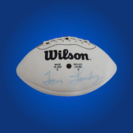 Tom Landry signed Dallas Cowboys logo football, a tribute to a legendary coach, authenticated and perfect for any Cowboys enthusiast.