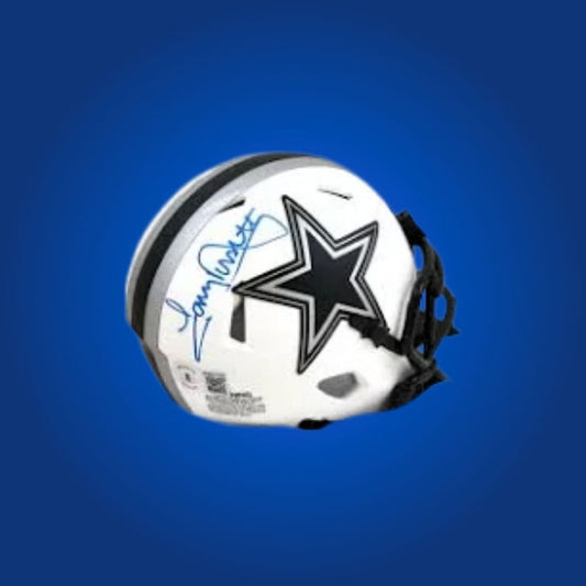 Dallas Cowboys White Lunar Speed Mini Helmet autographed by Tony Dorsett, Certificate of Authenticity included