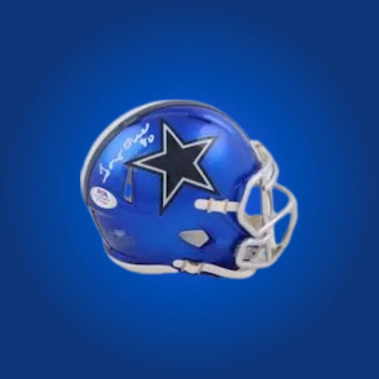 Dallas Cowboys Blue Flash Speed Mini Helmet autographed by Tony Hill, Certificate of Authenticity included