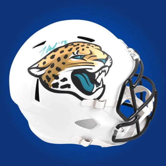 Travis Hunter Signed  Jacksonville Jaguars White Speed Replica Helmet