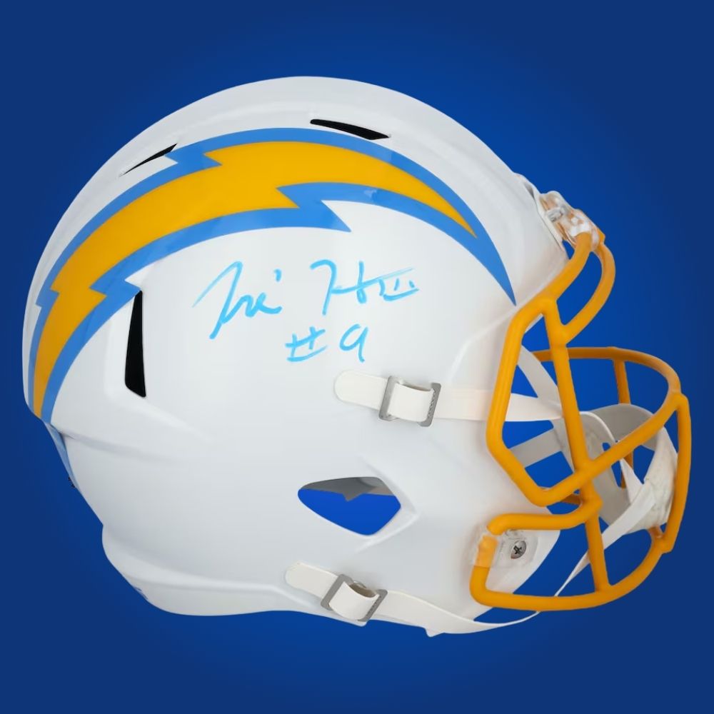 Tre Harris  Signed Los Angeles Chargers White  Speed Replica Helmet