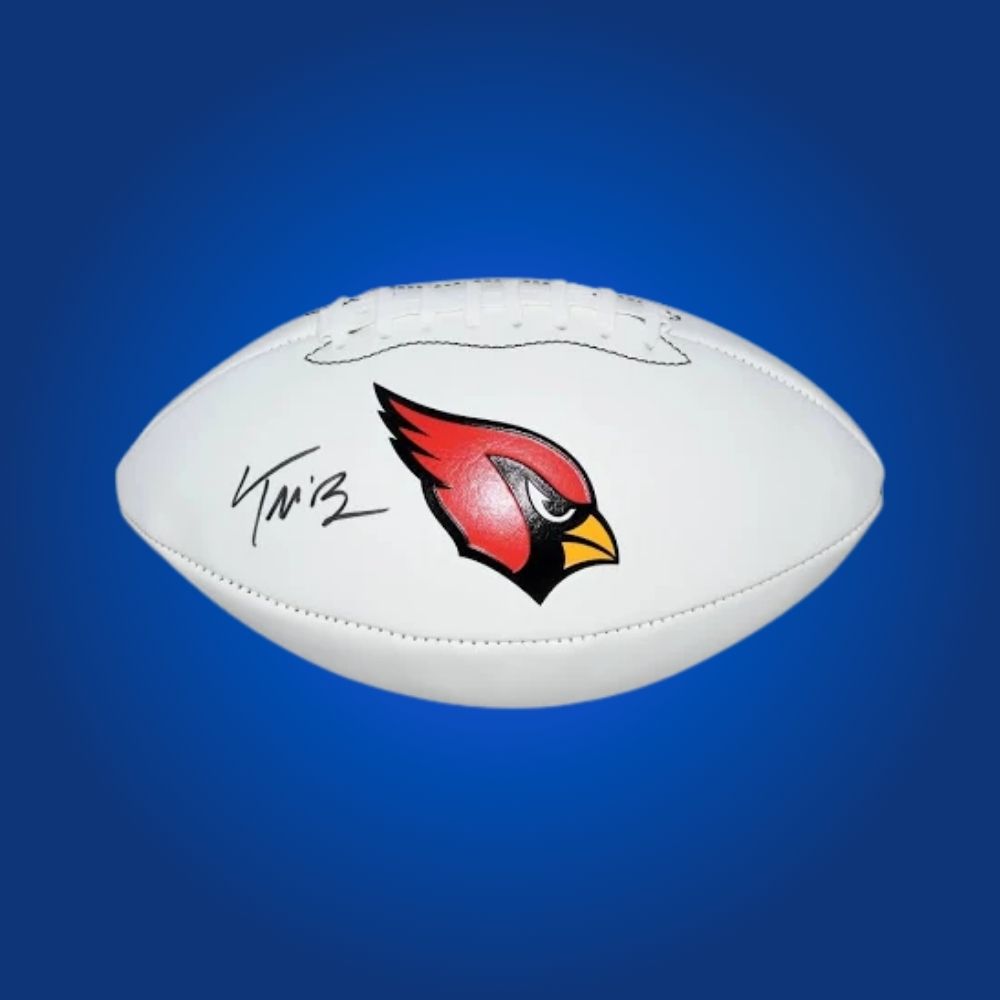 Trey McBride autographed Arizona Cardinals logo football, a must-have for fans, certified authentic for your memorabilia collection.