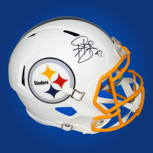 Troy Polamalu Signed Pittsburgh Steelers White Speed Replica Helmet
