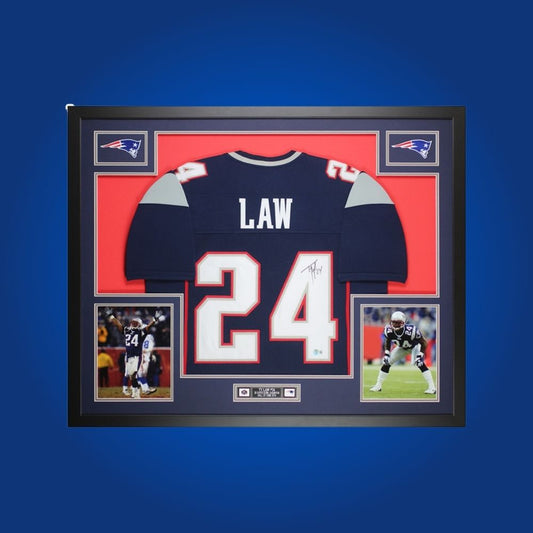 Ty Law Signed Full Framed Custom New England Patriots Jersey