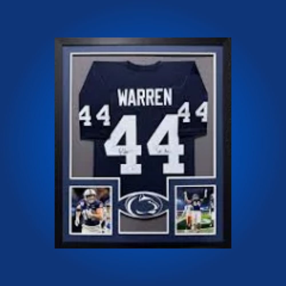 Tyler Warren Signed Full Framed Custom Penn State Nittany Lions Jersey – autographed memorabilia, standout tight end collectible, ideal for Penn State fans.