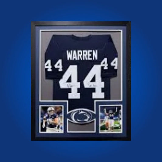 Tyler Warren Signed Full Framed Custom Penn State Nittany Lions Jersey – autographed memorabilia, standout tight end collectible, ideal for Penn State fans.