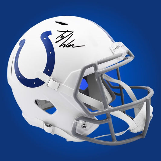 Tyler Warren, signed Indianapolis Colts eclipse speed replica helmet