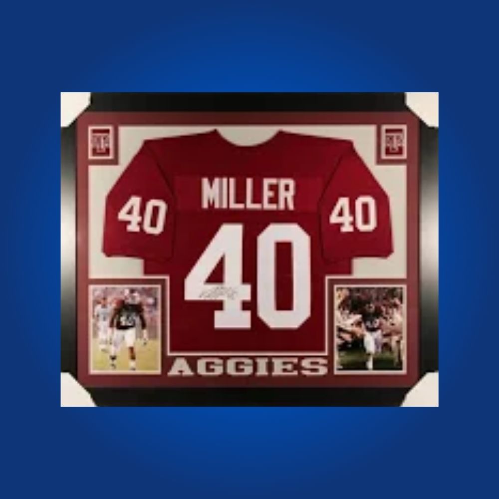 Von Miller Signed Full Framed Custom Texas A&M Aggies Jersey – autographed memorabilia, Super Bowl MVP linebacker collectible, key piece for Aggies fans.