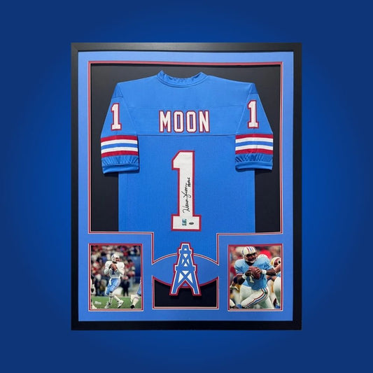 Warren Moon Signed Full Framed Custom Tennessee Titans Jersey