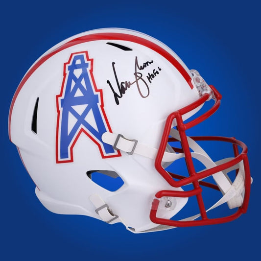 Warren Moon Signed Tennessee Titans White  Throwback HOF 06  Speed Replica Helmet