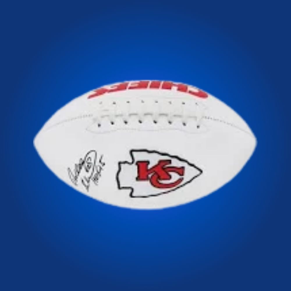 Will Shields signed Kansas City Chiefs logo football, a prized collectible for any Chiefs fan or memorabilia collection, certificate of authenticity included.