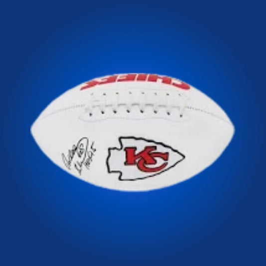 Will Shields signed Kansas City Chiefs logo football, a prized collectible for any Chiefs fan or memorabilia collection, certificate of authenticity included.