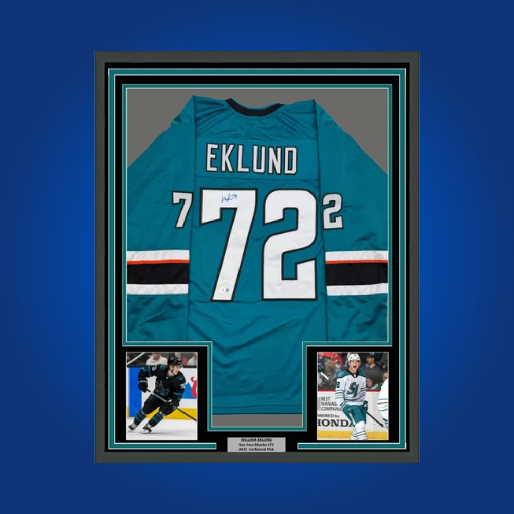 William Eklund, San Jose Sharks, Full Framed Teal Jersey