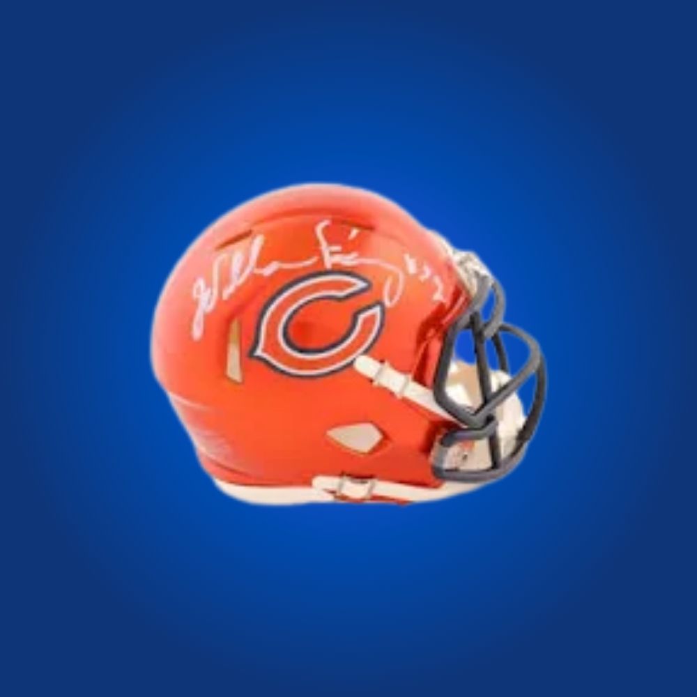 Chicago Bears Orange Flash Mini Helmet autographed by William Perry, Certificate of Authenticity included