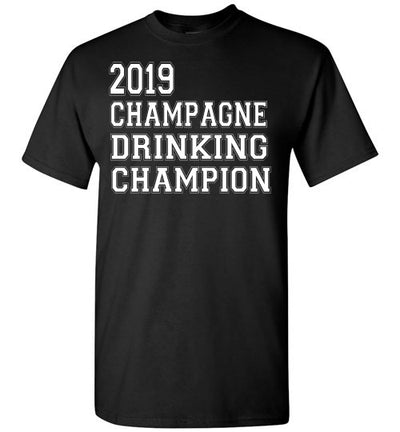 SportsMarket Premium Clothing Line-St. Paddy's Day Tshirt-2019 Champagne Drinking Champion-Tshirt-Teescape-Black-S-SportsMarkets