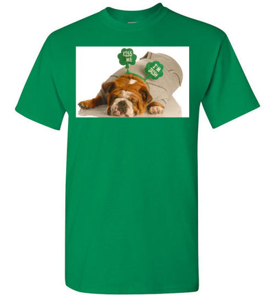 SportsMarket Premium Clothing Line-St. Paddy's Day-Dog Kiss Me Tshirt-Tshirt-SportsMarkets-Turf Green-S-SportsMarkets