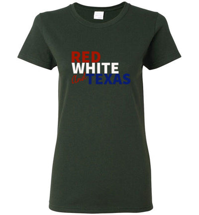 SPORTSMARKET PREMIUM CLOTHING LINE-RED WHITE & TX LADIES TSHIRT