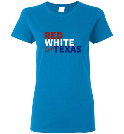 SPORTSMARKET PREMIUM CLOTHING LINE-RED WHITE & TX LADIES TSHIRT