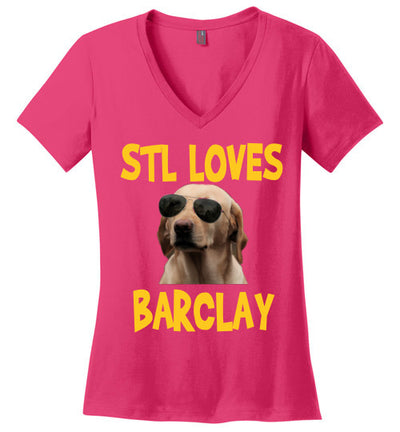 SportsMarket Premium Clothing Line-STL Loves Barclay Ladies V-Neck Playoff Hockey Tshirt