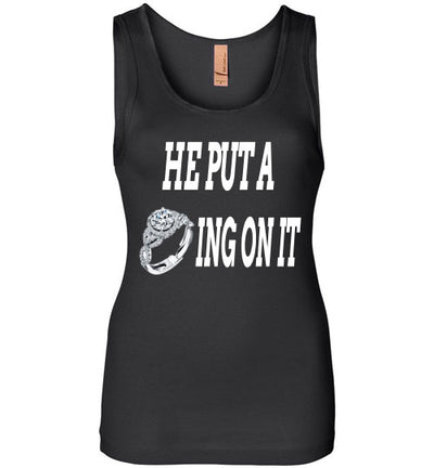 SportsMarket Premium Clothing Line-He Put A Ring On It Ladies Tank Top vs 2