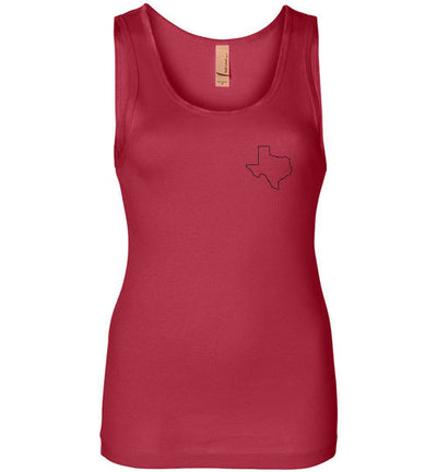 SportsMarket Premium Clothing Line-Texas Outline Next Level Ladies Tank