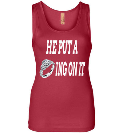 SportsMarket Premium Clothing Line-He Put A Ring On It Ladies Tank Top vs 2