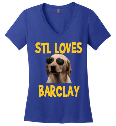 SportsMarket Premium Clothing Line-STL Loves Barclay Ladies V-Neck Playoff Hockey Tshirt