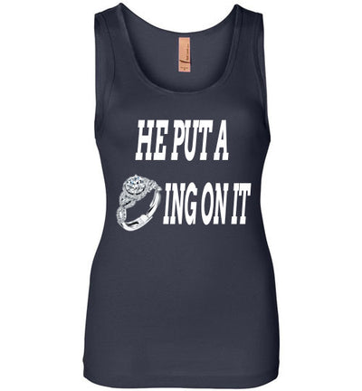 SportsMarket Premium Clothing Line-He Put A Ring On It Ladies Tank Top vs 2