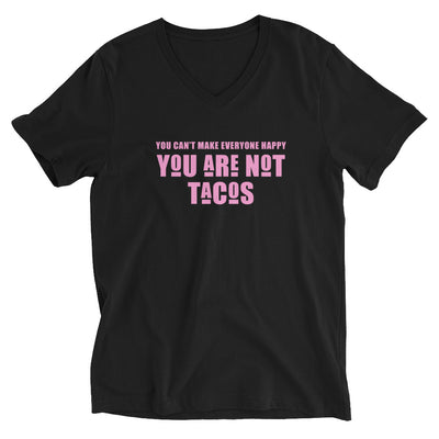 Unisex Short Sleeve V-Neck T-Shirt Pink "Tacos"