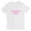 Unisex Short Sleeve V-Neck T-Shirt Pink "Tacos"