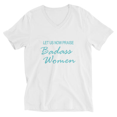 Unisex Short Sleeve V-Neck T-Shirt Teal "Praise Women"